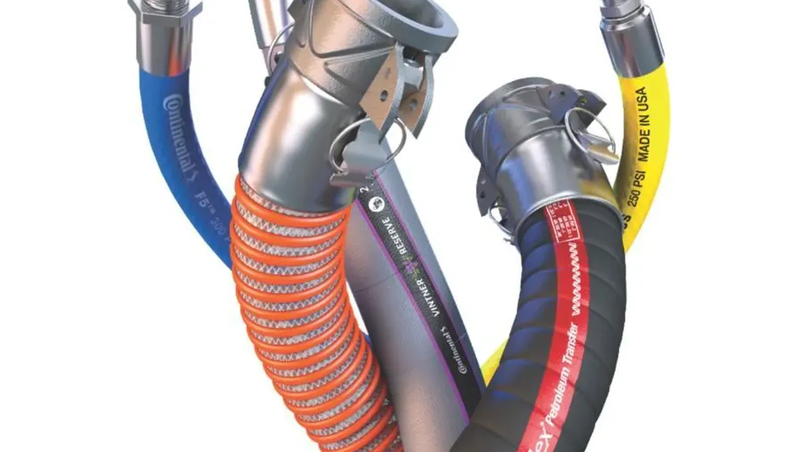 Color coded industrial hoses with camlock couplings