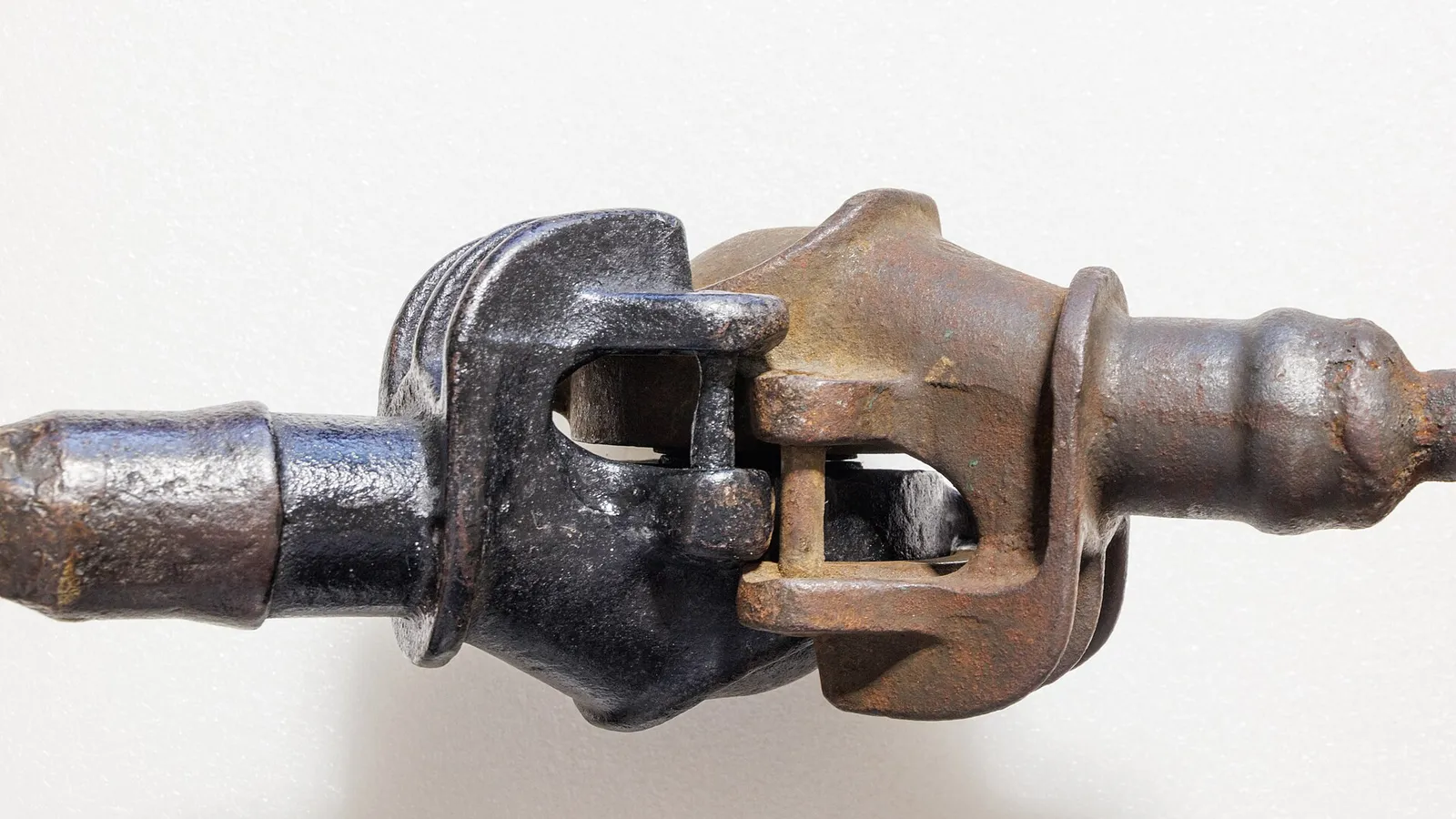 Camlock fitting assembly close-up on white background