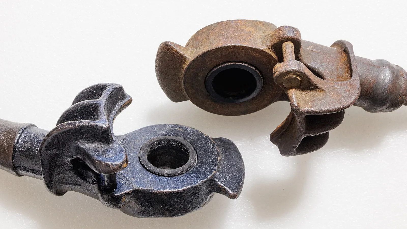 Separate black and brown camlock coupling halves